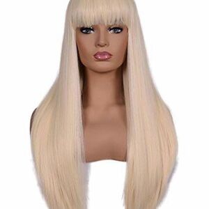 Blonde Straight Hair Wig with Bangs